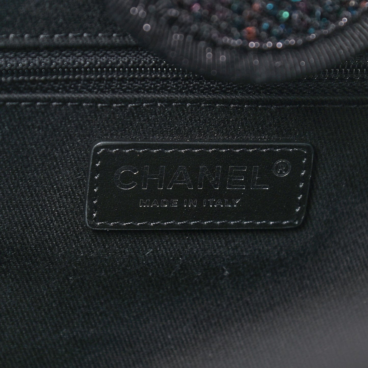 Calfskin Sequin Medium Deauville Tote Black