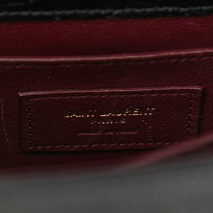 Saint Laurent Calfskin Crocodile Embossed Mini Classic Monogram Cassandra Top Handle Black 6 of 12