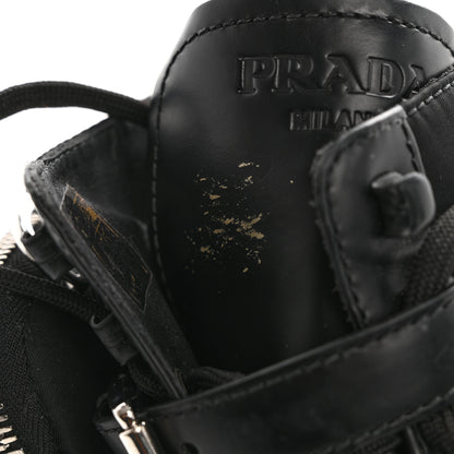 Prada Spazzolato Rois Re-Nylon Metal Triangle Logo Monolith Pouch Pocket 55mm Boots 38.5 Black 10 of 11