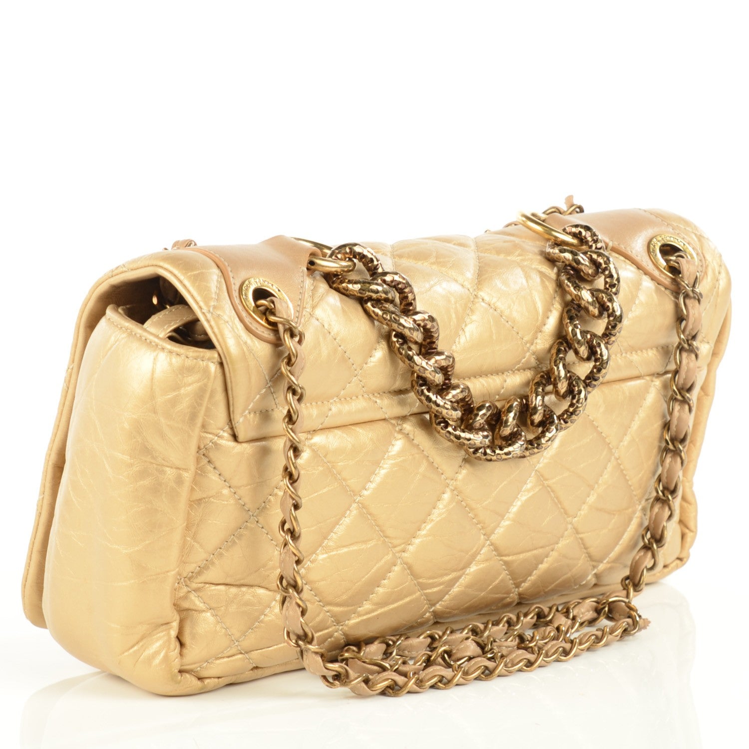 Chanel Calfskin Quilted Medium Pondichery Flap Gold 3 of 8