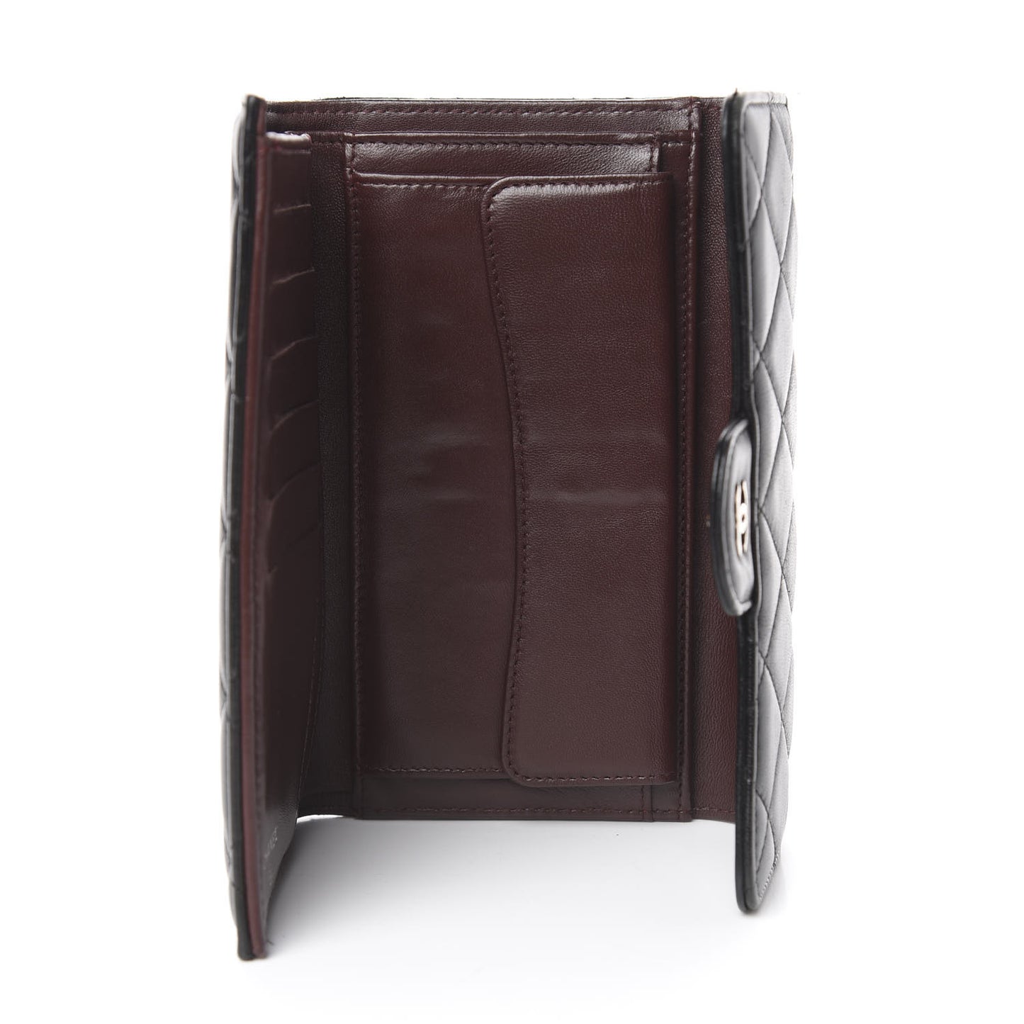 Lambskin Quilted Large Flap Wallet Black