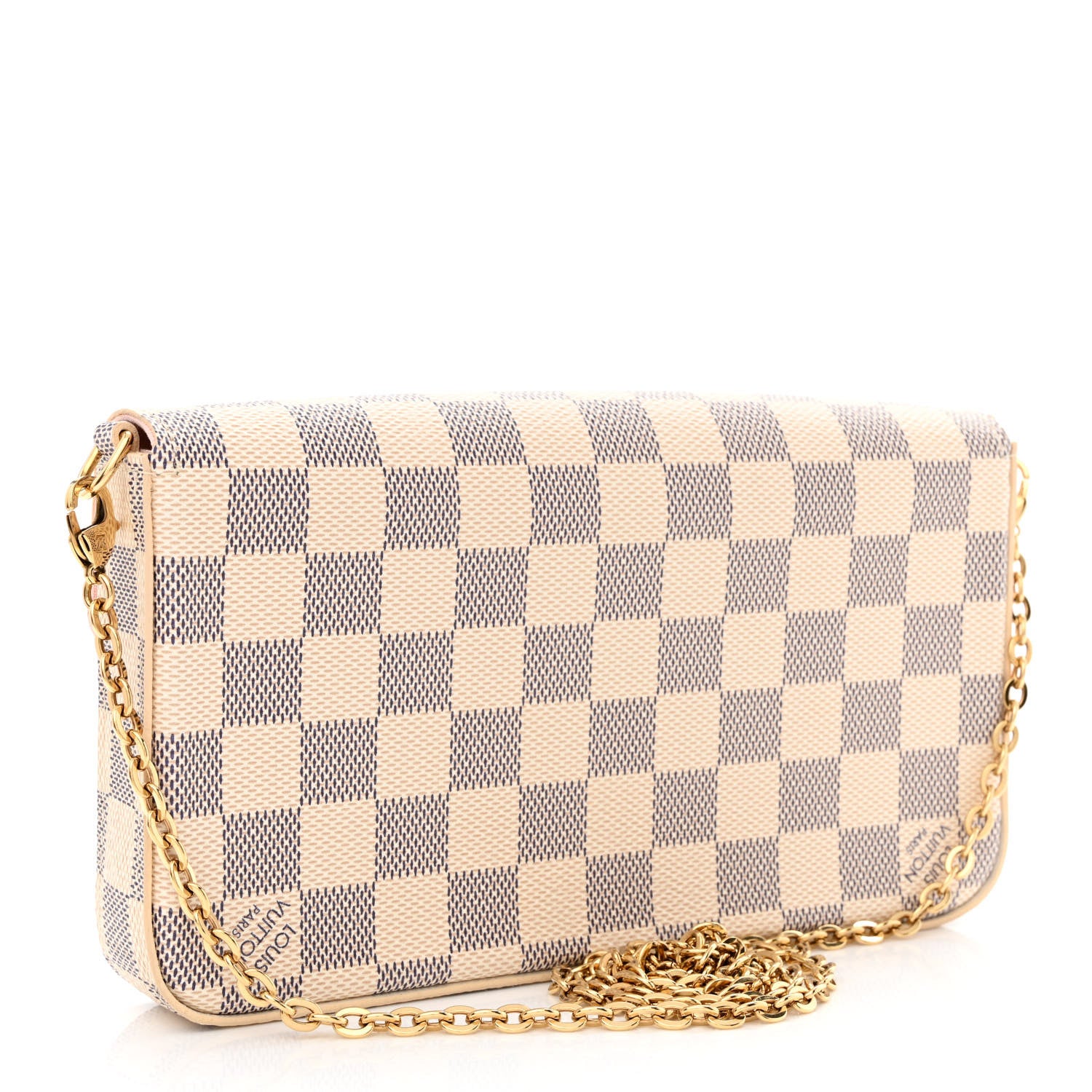 Louis Vuitton Damier Azur Pochette Felicie Chain Wallet Rose Ballerine 4 of 14