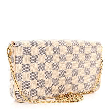 Louis Vuitton Damier Azur Pochette Felicie Chain Wallet Rose Ballerine 4 of 14