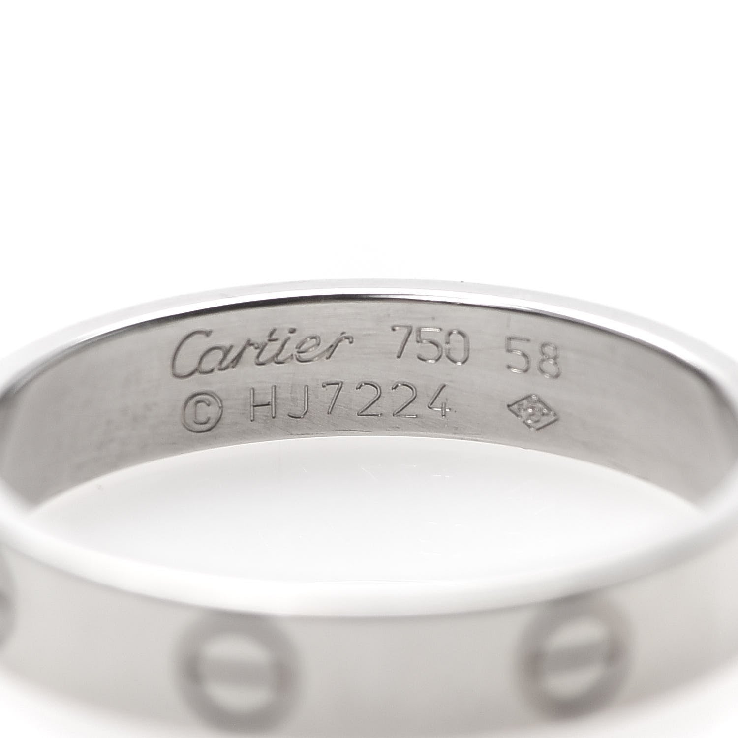 Cartier 18K White Gold 3.5mm LOVE Wedding Band Ring 58 8.25 4 of 4