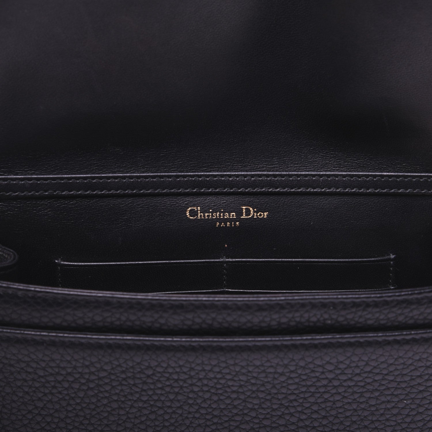 Christian Dior Grained Calfskin Diorama Wallet on Chain Pouch Black 8 of 14