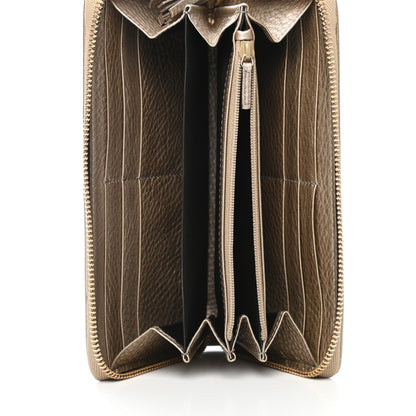 Gucci Metallic Pebbled Calfskin Soho Zip Around Wallet Golden Beige 5 of 8