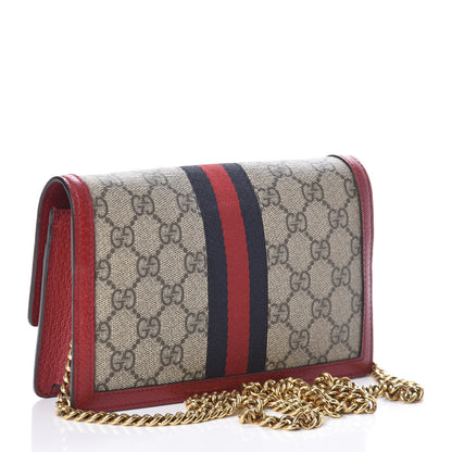Gucci GG Supreme Monogram Web Queen Margaret Chain Wallet Red 3 of 8