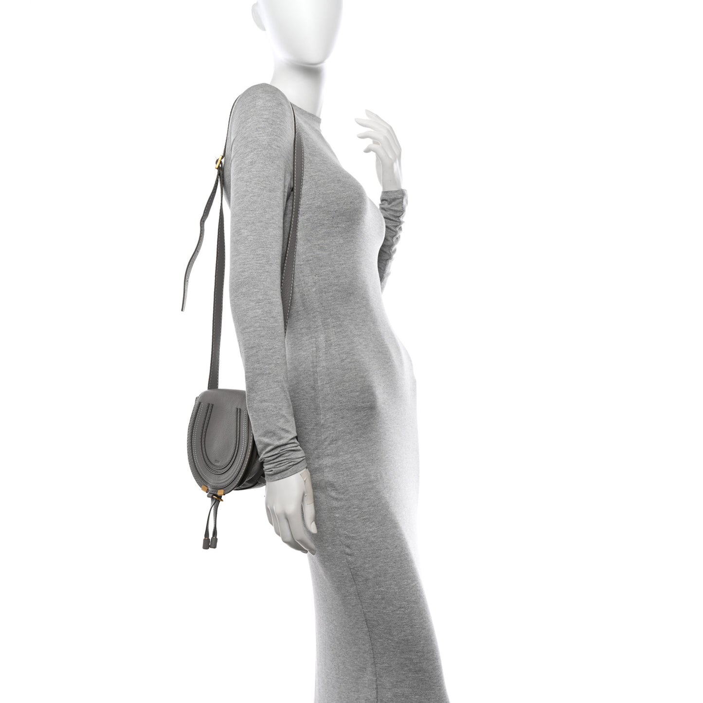 Grained Calfskin Small Marcie Saddle Bag Cashmere Grey