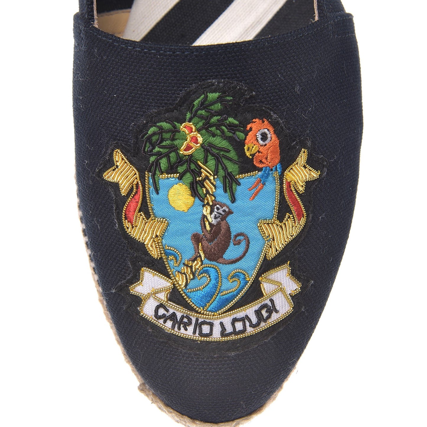 CHRISTIAN LOUBOUTIN Canvas Lougalia Appliquéd Cario Loubi Flat Espadrilles 38 Version Blue