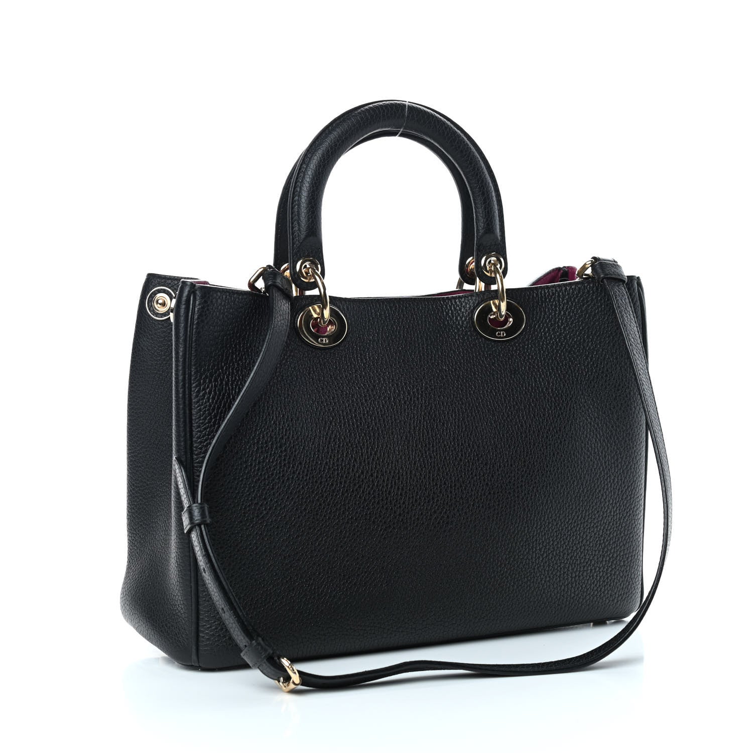 Christian Dior Bullcalf Medium Diorissimo Tote Black Rose Indien 4 of 11
