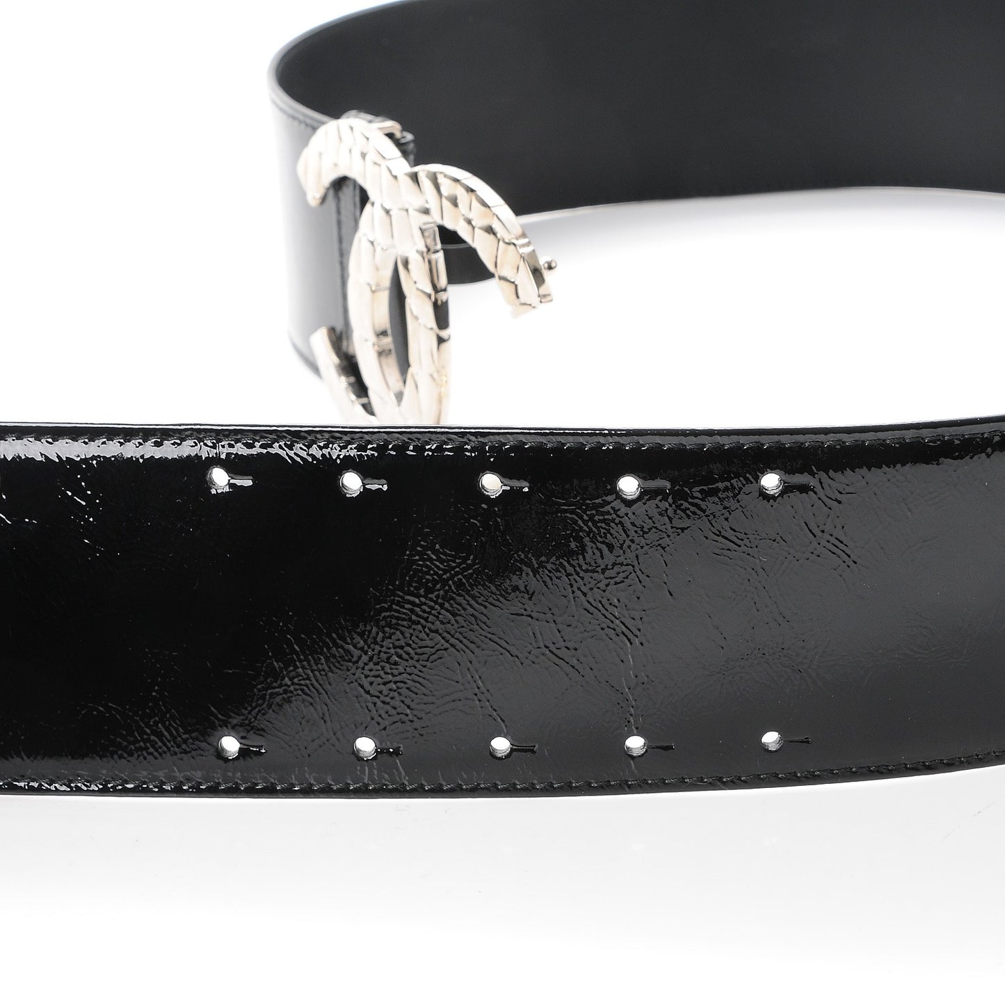 Patent Calfskin CC Wide Belt 90 36 Black