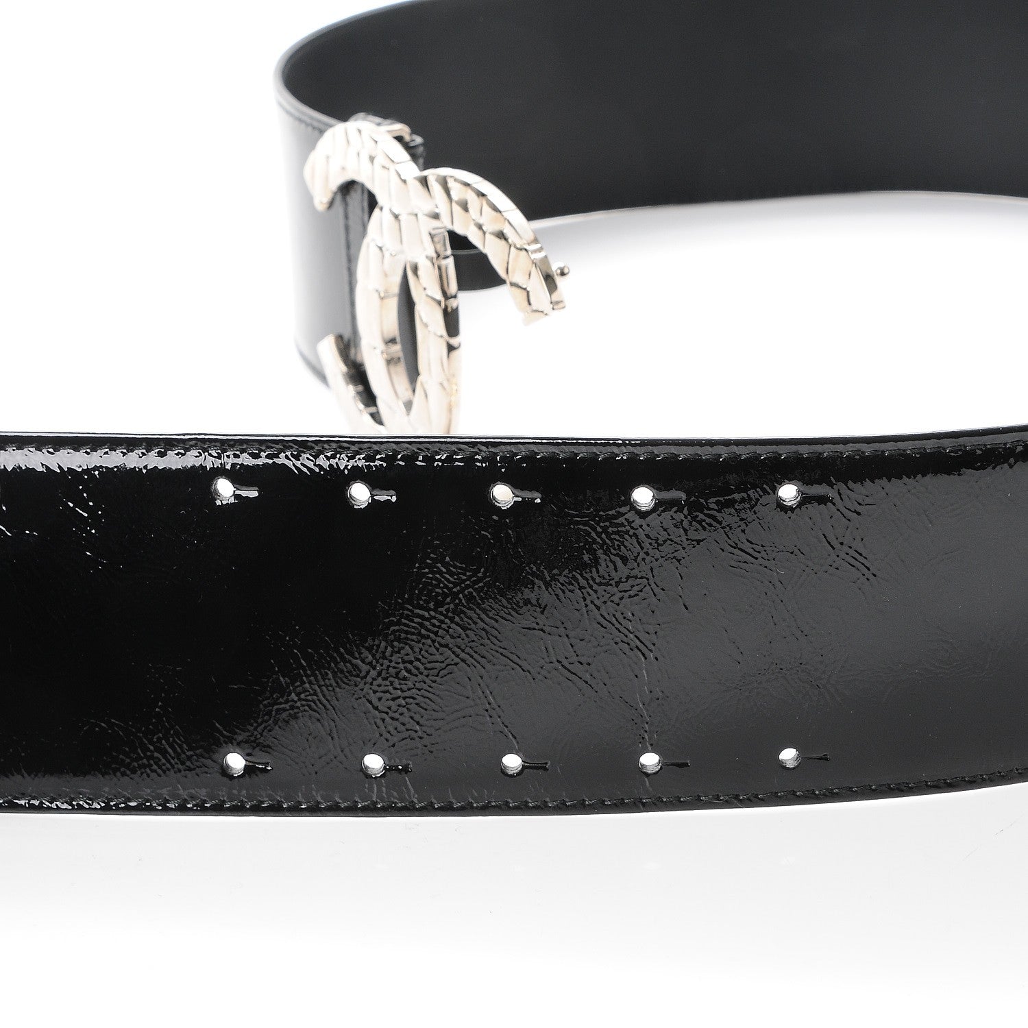 Chanel Patent Calfskin CC Wide Belt 90 36 Black 6 of 9