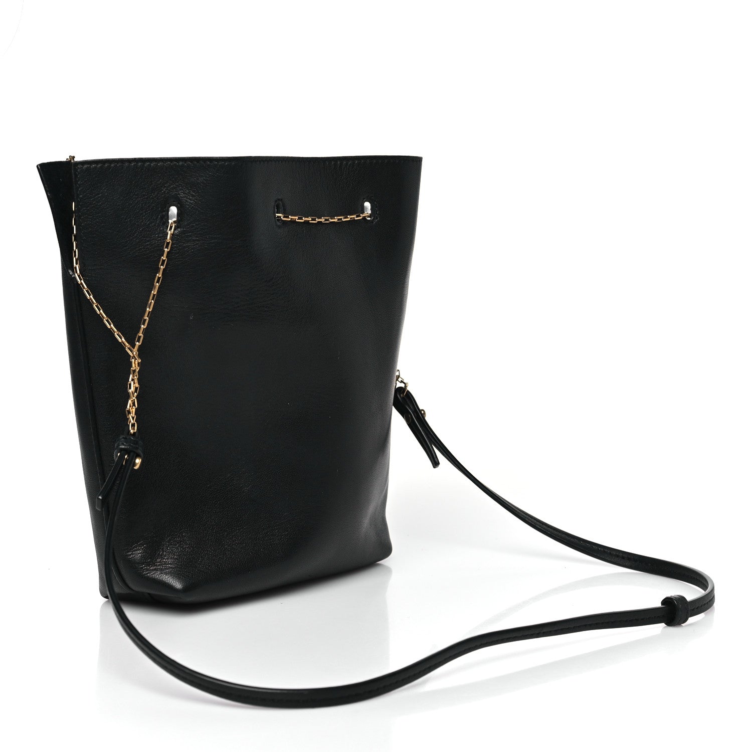 Saint Laurent Lambskin Pochon Shoulder Bag Black 3 of 9