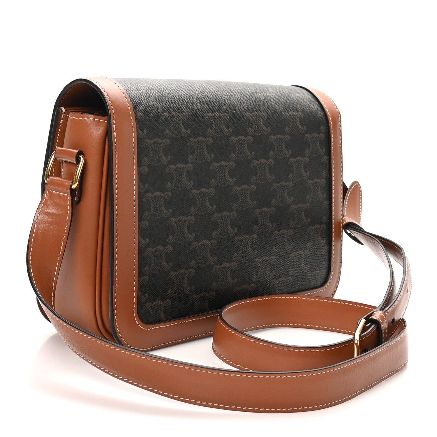 Celine Triomphe Canvas Calfskin Medium Triomphe Bag Tan 3 of 9