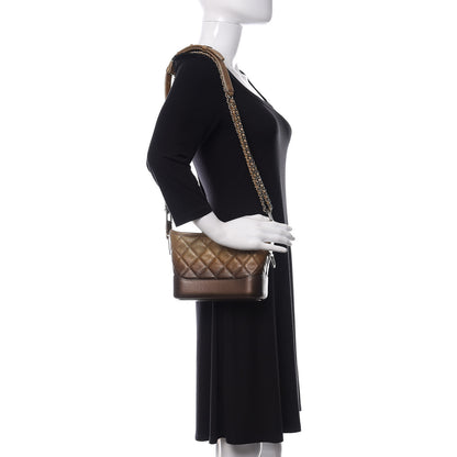 Chanel Metallic Goatskin Quilted Small Gabrielle Hobo Gold Bronze 2 of 12