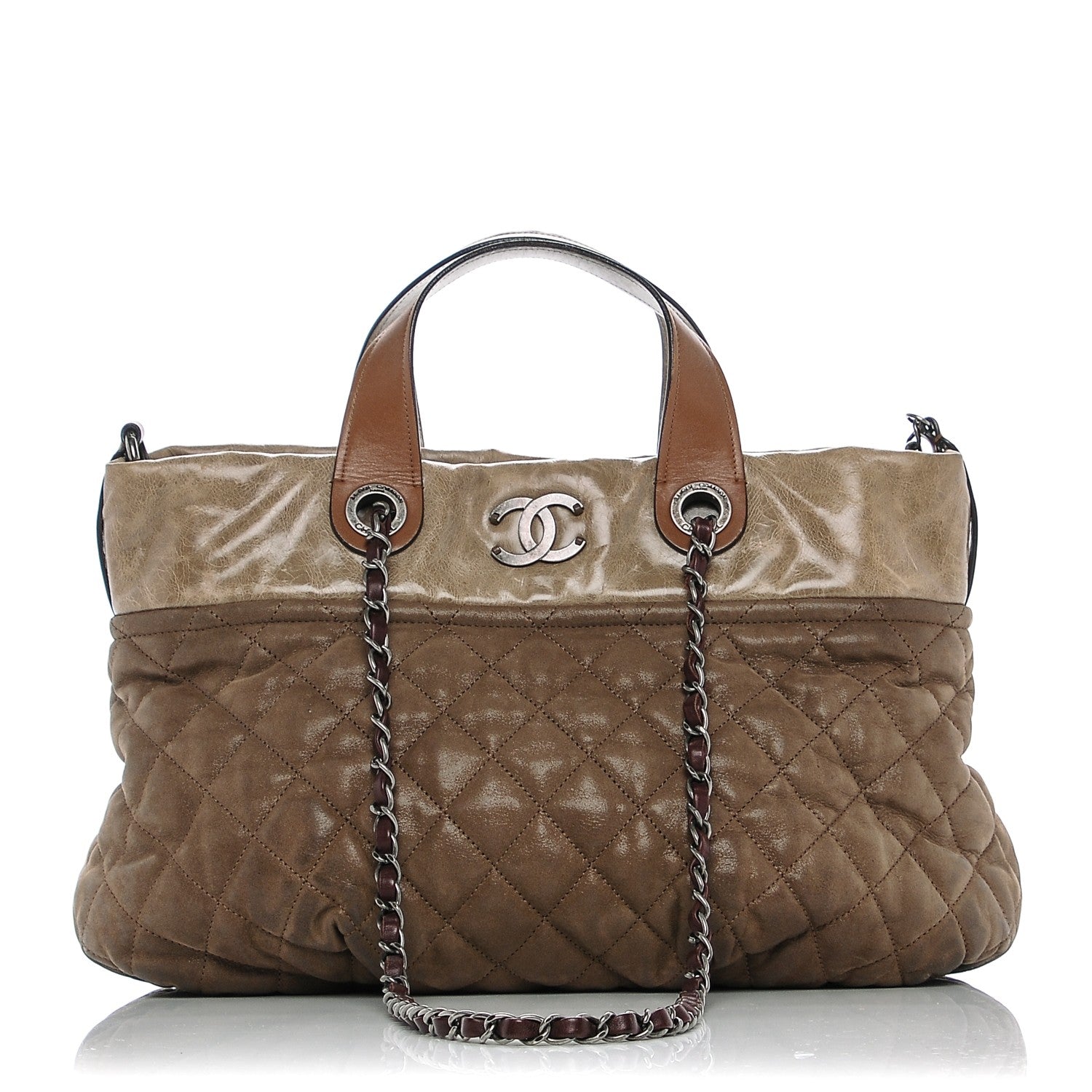Chanel Iridescent Calfskin Quilted Small In The Mix Tote Khaki 1 of 7