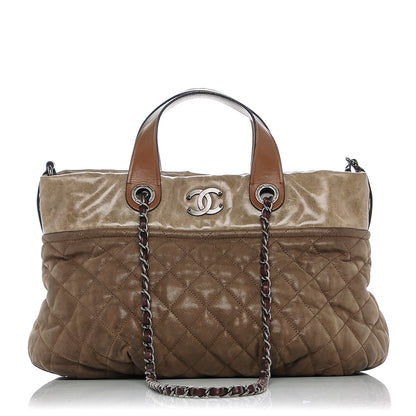 Chanel Iridescent Calfskin Quilted Small In The Mix Tote Khaki 1 of 7