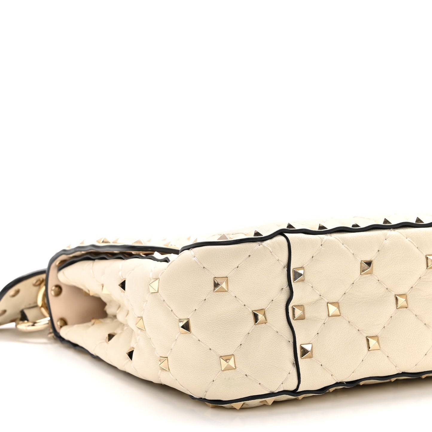 Nappa Medium Rockstud Spike Shoulder Bag Light Ivory