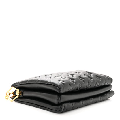 Louis Vuitton Lambskin Embossed Monogram Coussin PM Black 4 of 10