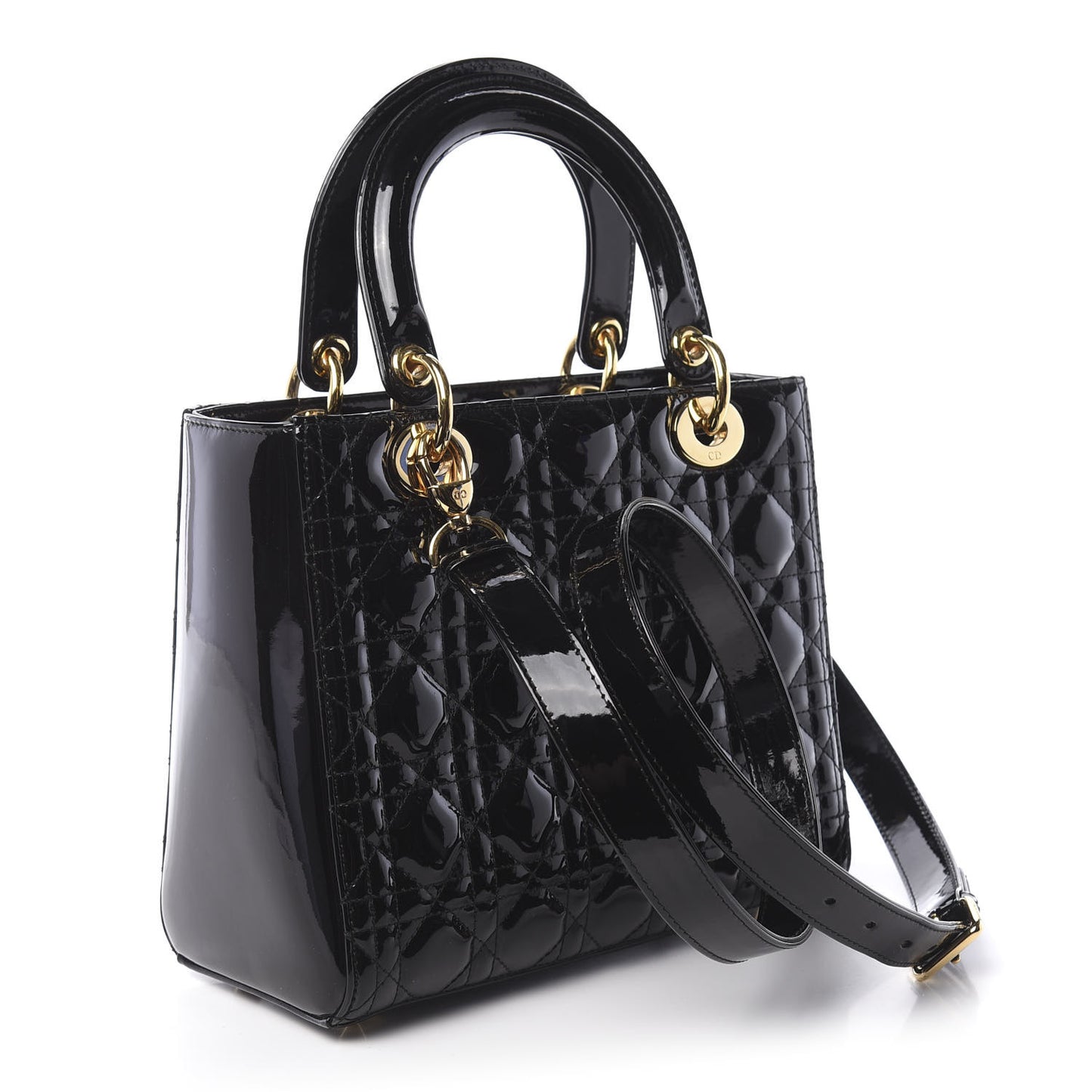 Patent Cannage Medium Lady Dior Black