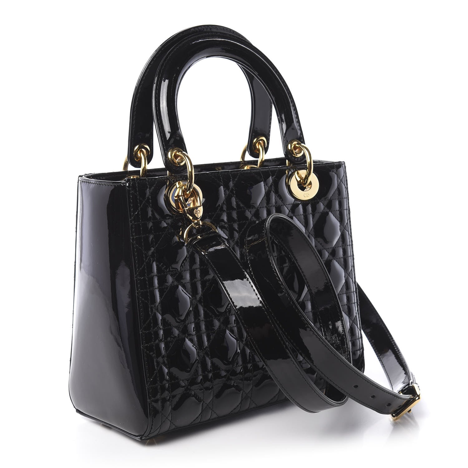 Christian Dior Patent Cannage Medium Lady Dior Black 4 of 12