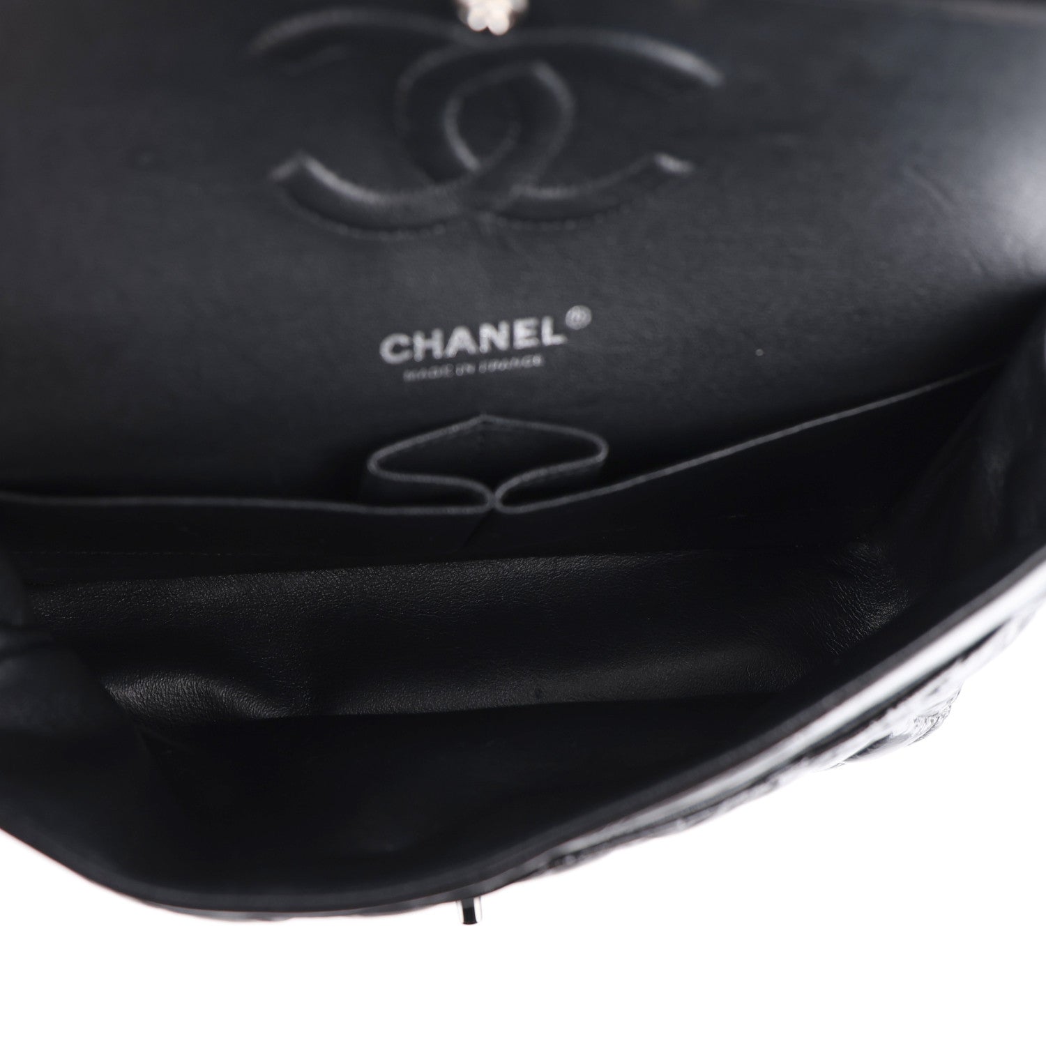 Chanel Shiny Crumpled Calfskin Quilted Medium Double Flap So Black 5 of 11