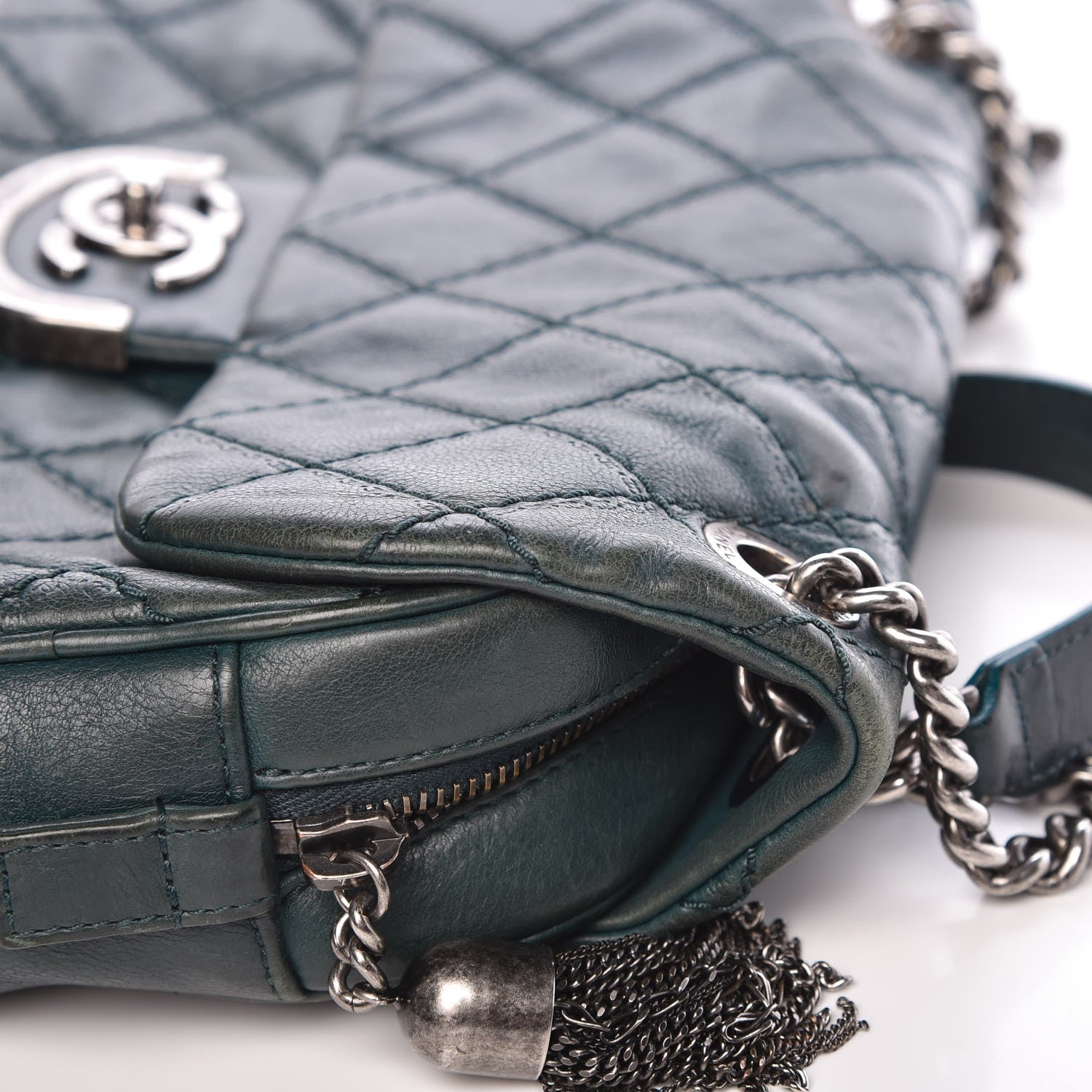 Chanel Calfskin Quilted Medium Coco Sporran Flap Dark Green 9 of 18