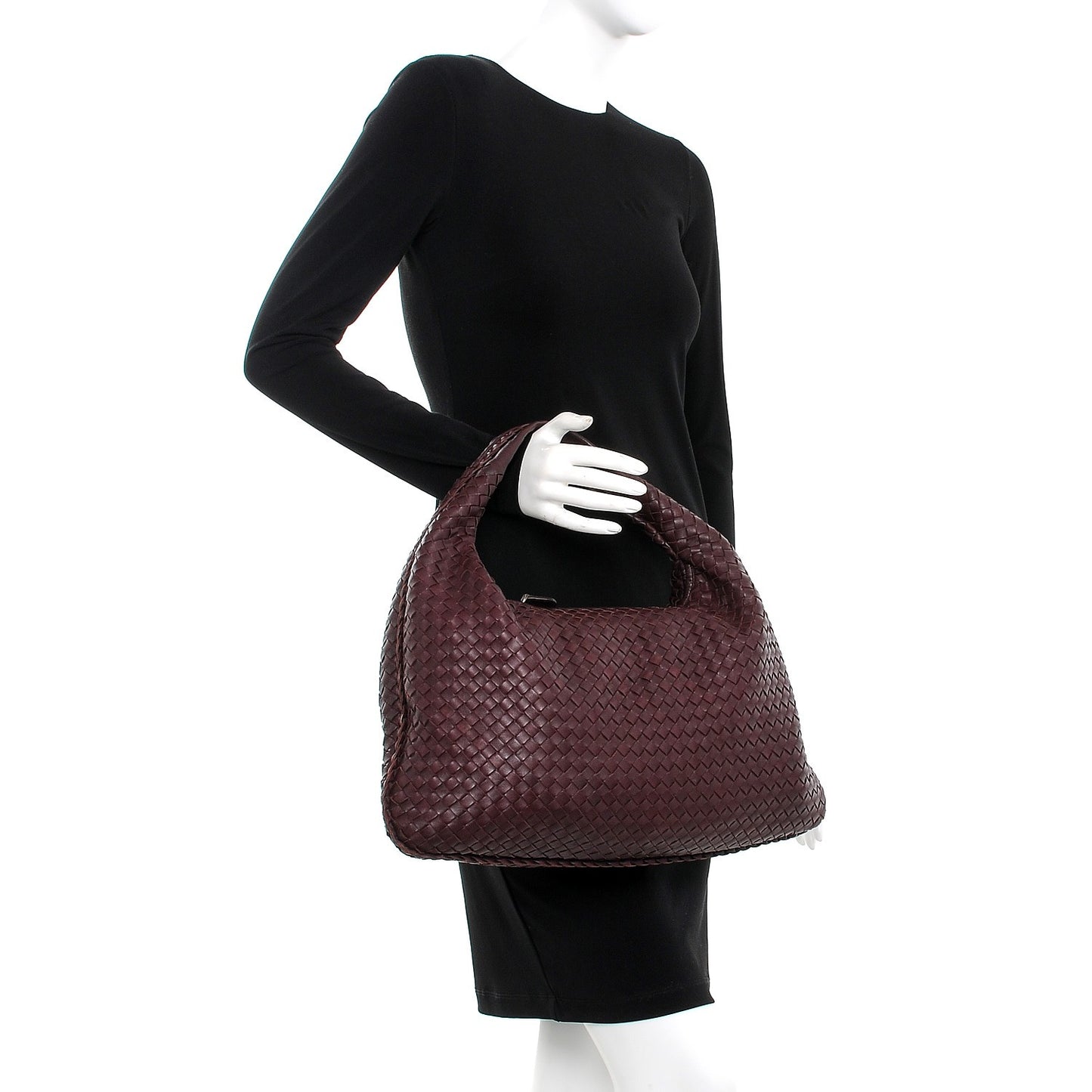 Nappa Intrecciato Large Veneta Hobo Aubergine