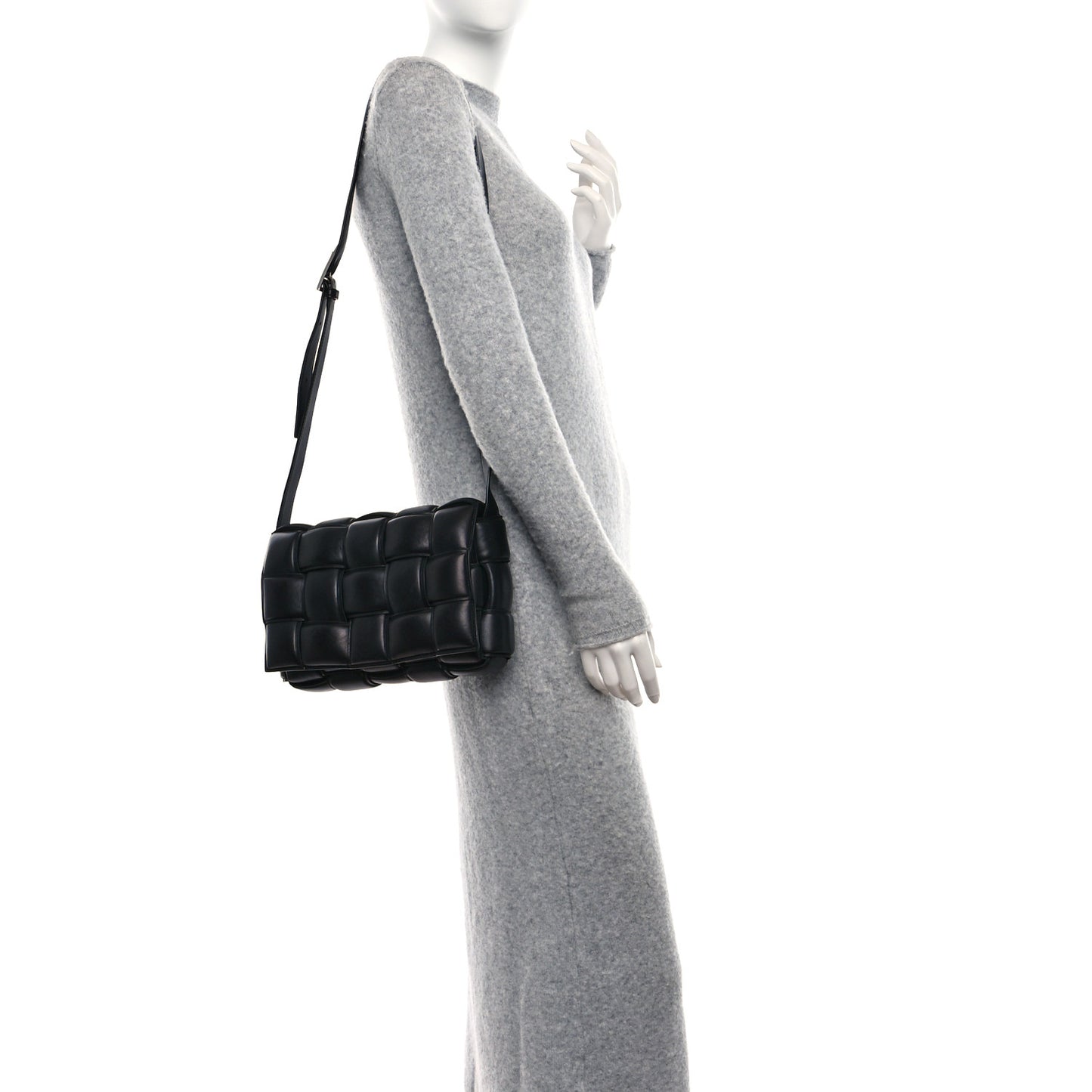 Nappa Maxi Intreccio Padded Cassette Crossbody Bag Black