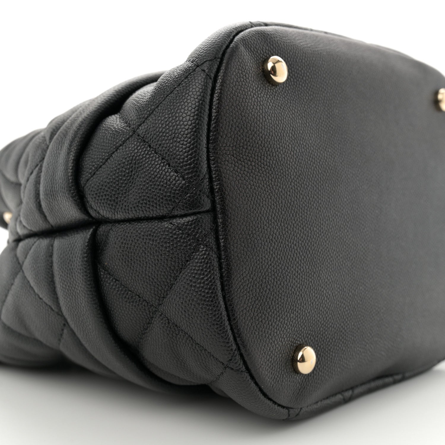 Chanel Caviar Quilted Rolled Up Bucket Drawstring Bag Black 9 of 10