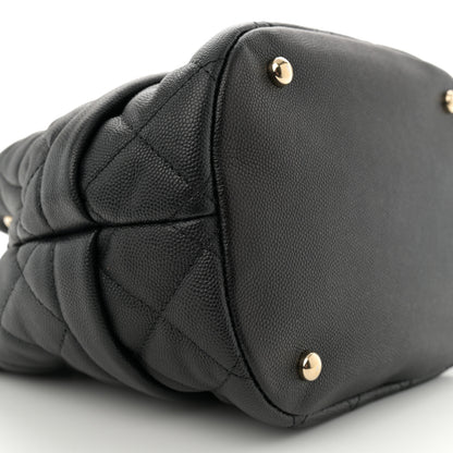 Chanel Caviar Quilted Rolled Up Bucket Drawstring Bag Black 9 of 10