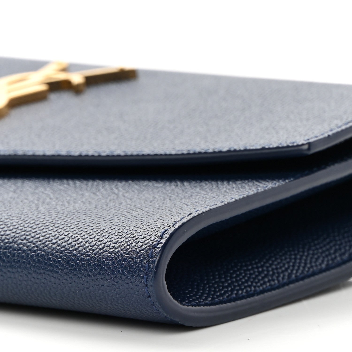 Saint Laurent Grain De Poudre Monogram Uptown Chain Wallet Blue Charron 12 of 13