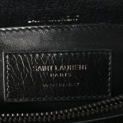 Saint Laurent Sheepskin Matelasse Chevron Monogram Monochrome Medium College Bag Black 6 of 9