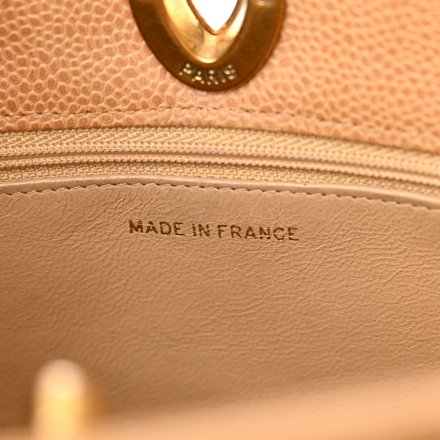 Caviar Quilted Shopper Tote Beige