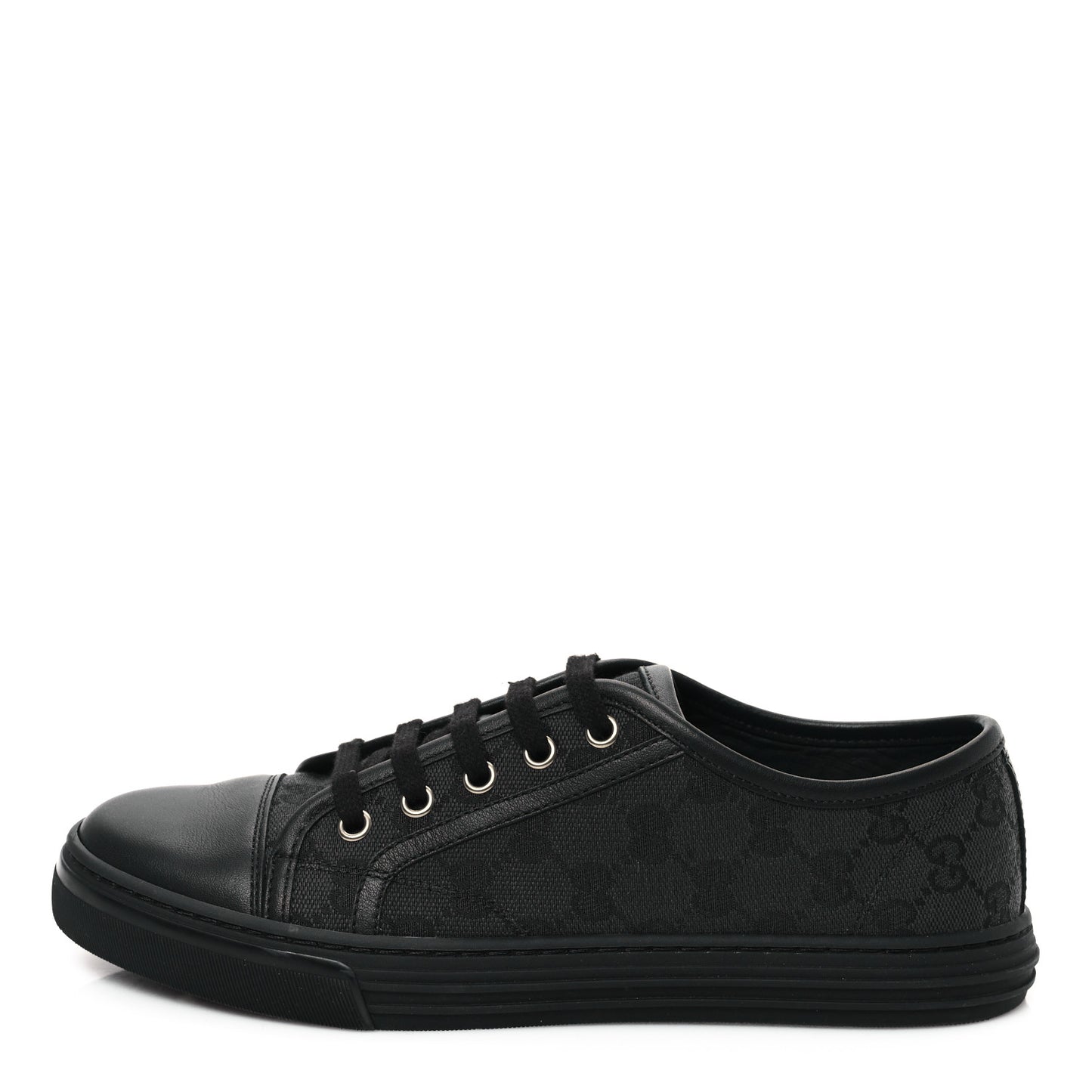 GG Monogram Calfskin Womens Low Top Sneakers 38 Piombo Black