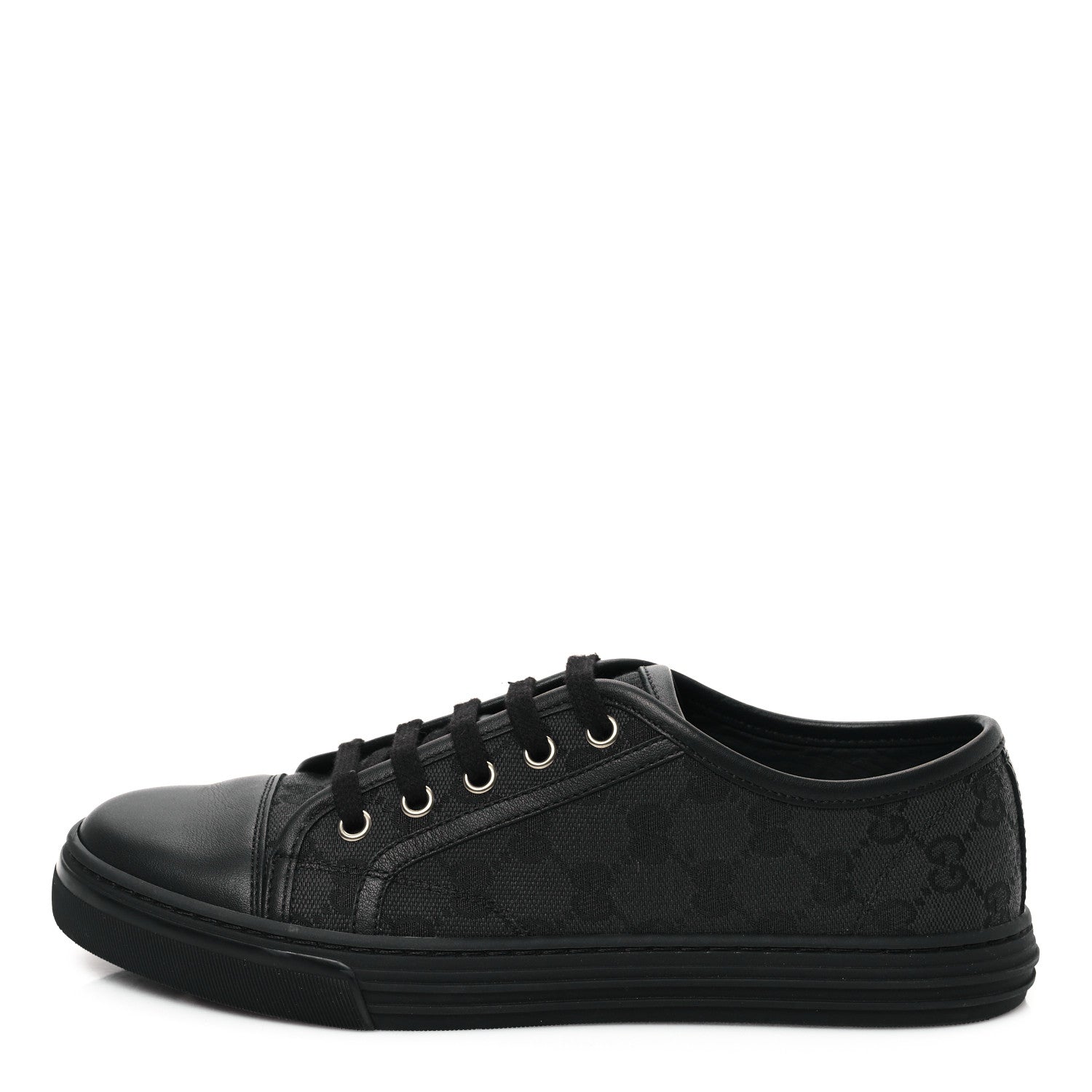 Gucci GG Monogram Calfskin Womens Low Top Sneakers 38 Piombo Black 1 of 9