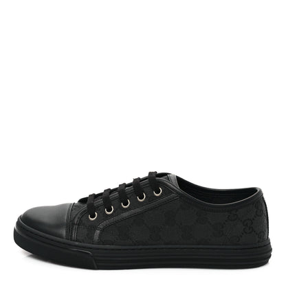 Gucci GG Monogram Calfskin Womens Low Top Sneakers 38 Piombo Black 1 of 9