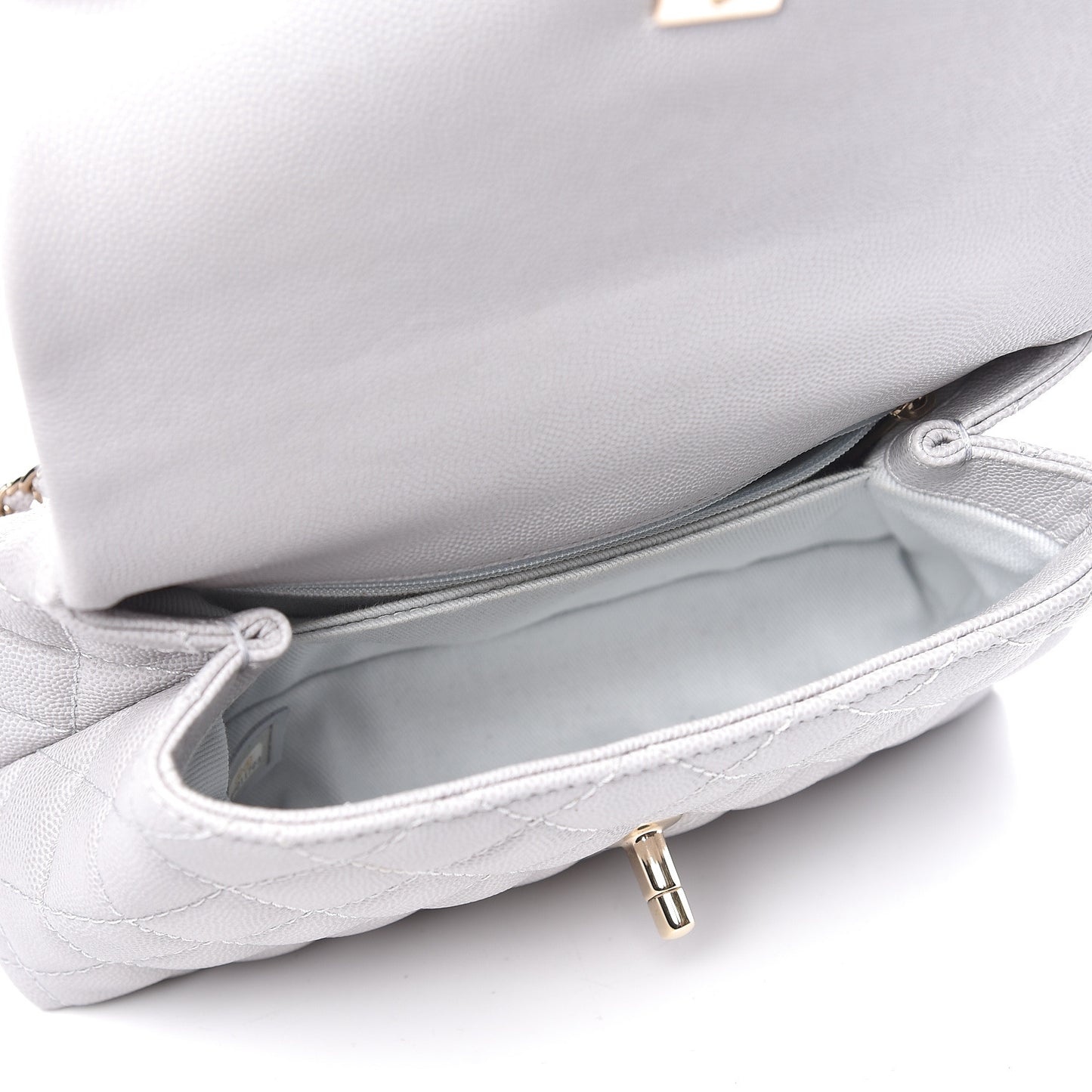 Caviar Quilted Mini Coco Handle Flap Light Grey