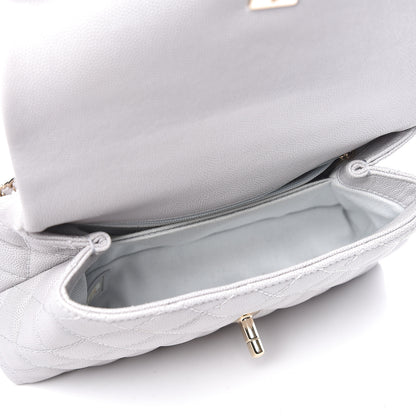 Chanel Caviar Quilted Mini Coco Handle Flap Light Grey 5 of 12