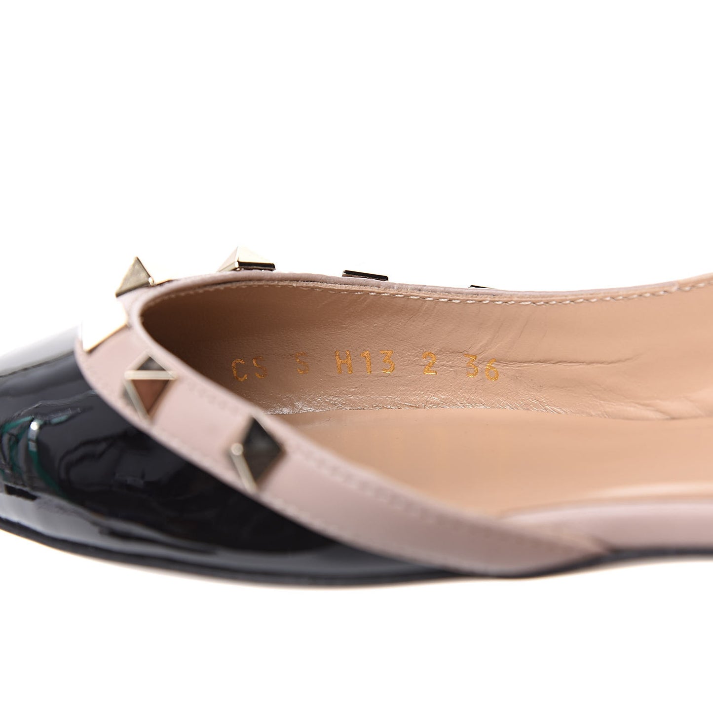 Patent Rockstud Slingback Flats 36 Black Poudre