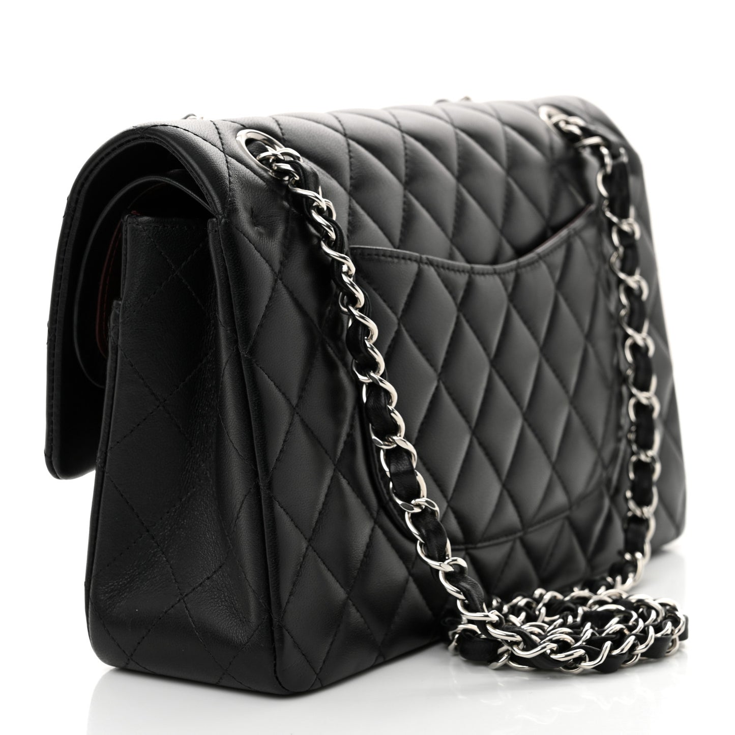 Lambskin Quilted Medium Double Flap Black