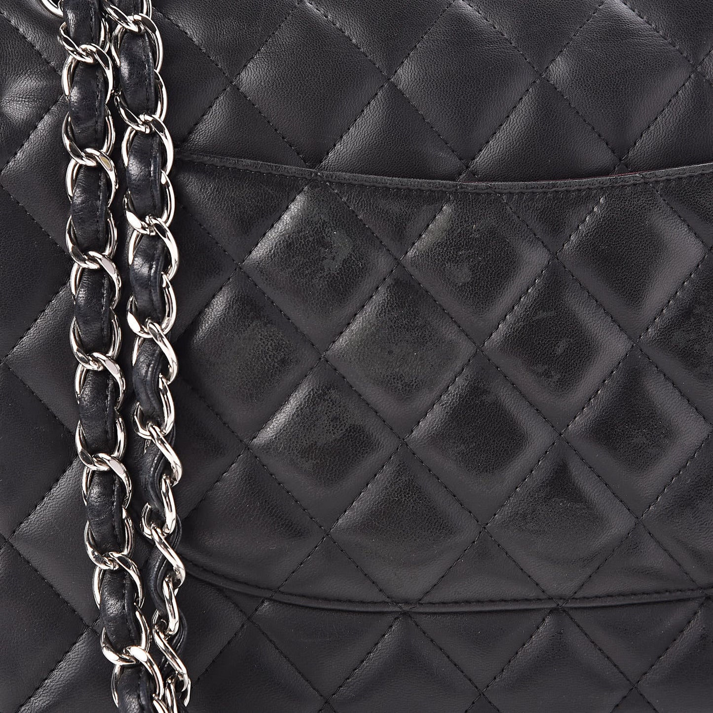 Lambskin Quilted Jumbo Double Flap Black