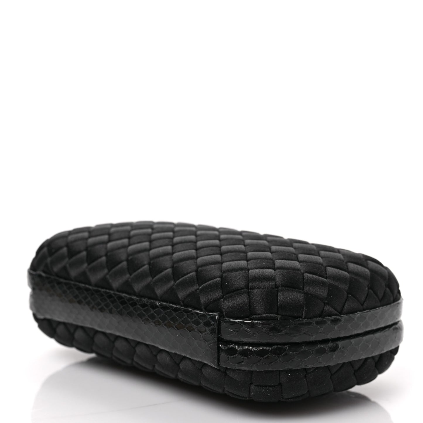 Satin Ayers Intrecciato Chain Knot Clutch Black