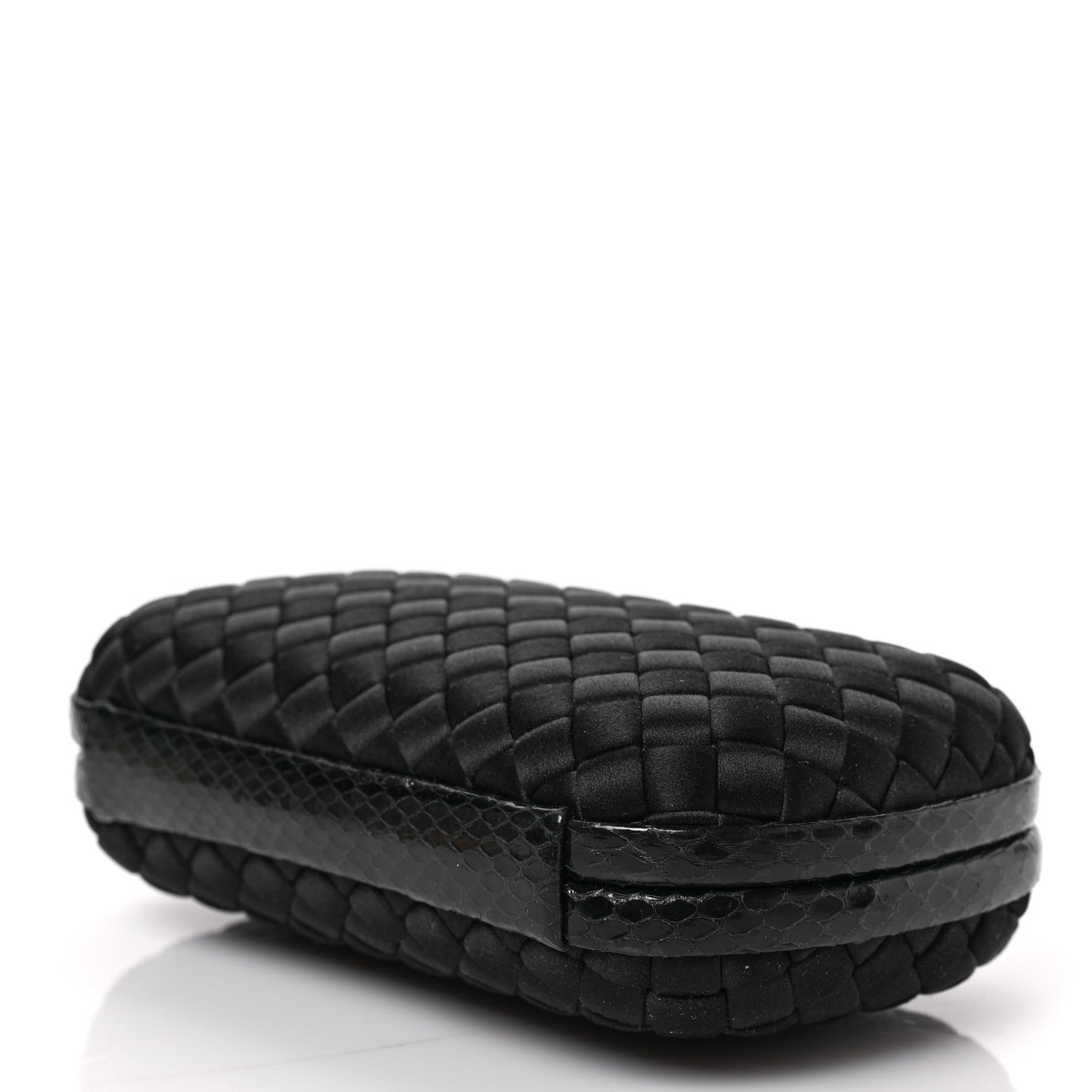 Bottega Veneta Satin Ayers Intrecciato Chain Knot Clutch Black 8 of 8