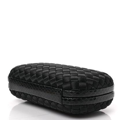 Bottega Veneta Satin Ayers Intrecciato Chain Knot Clutch Black 8 of 8