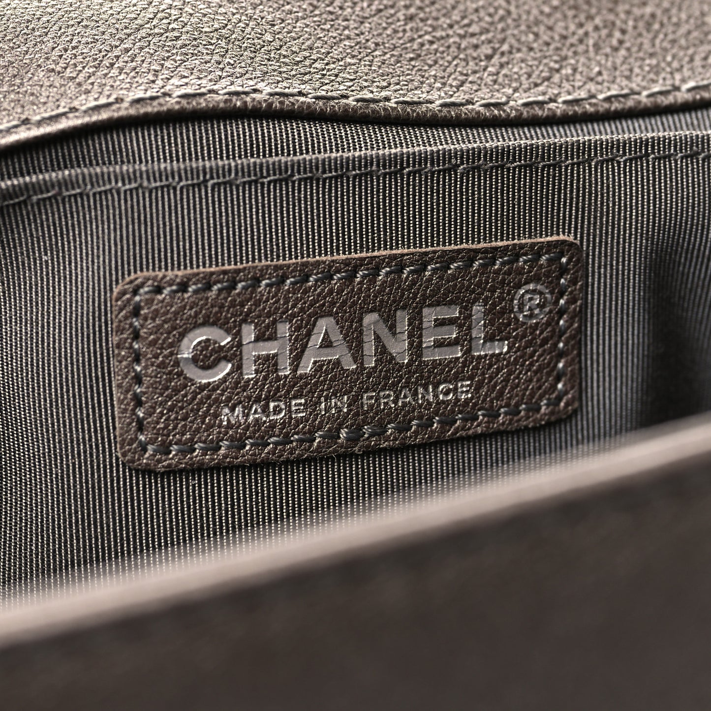 Metallic Calfskin Quilted Medium Boy Flap Dark Silver