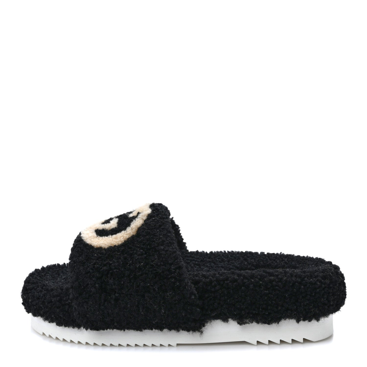 Gucci Shearling Womens Eileen Slide Sandals 36 Black Butterscotch 1 of 7