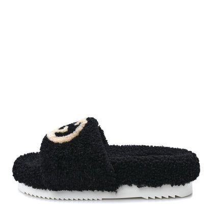 Gucci Shearling Womens Eileen Slide Sandals 36 Black Butterscotch 1 of 7