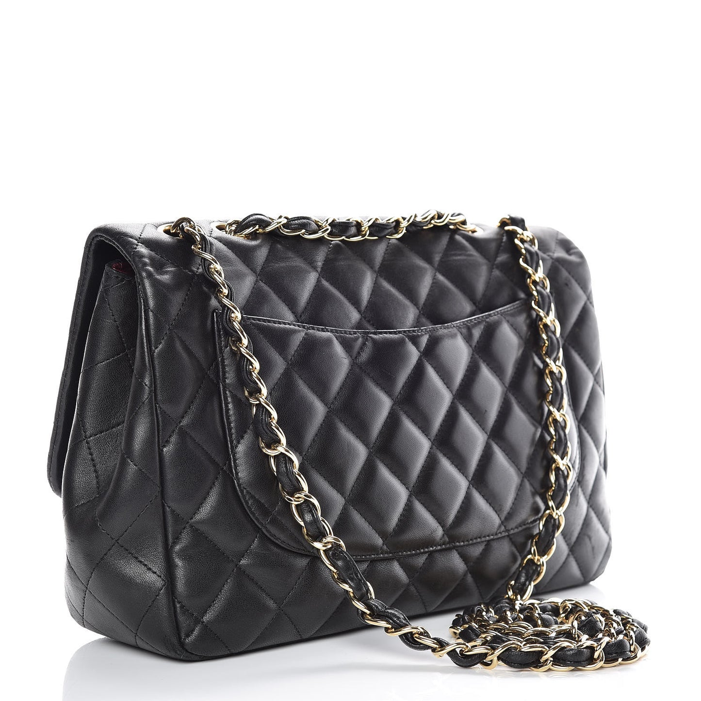 Lambskin Quilted Jumbo Single Flap Black