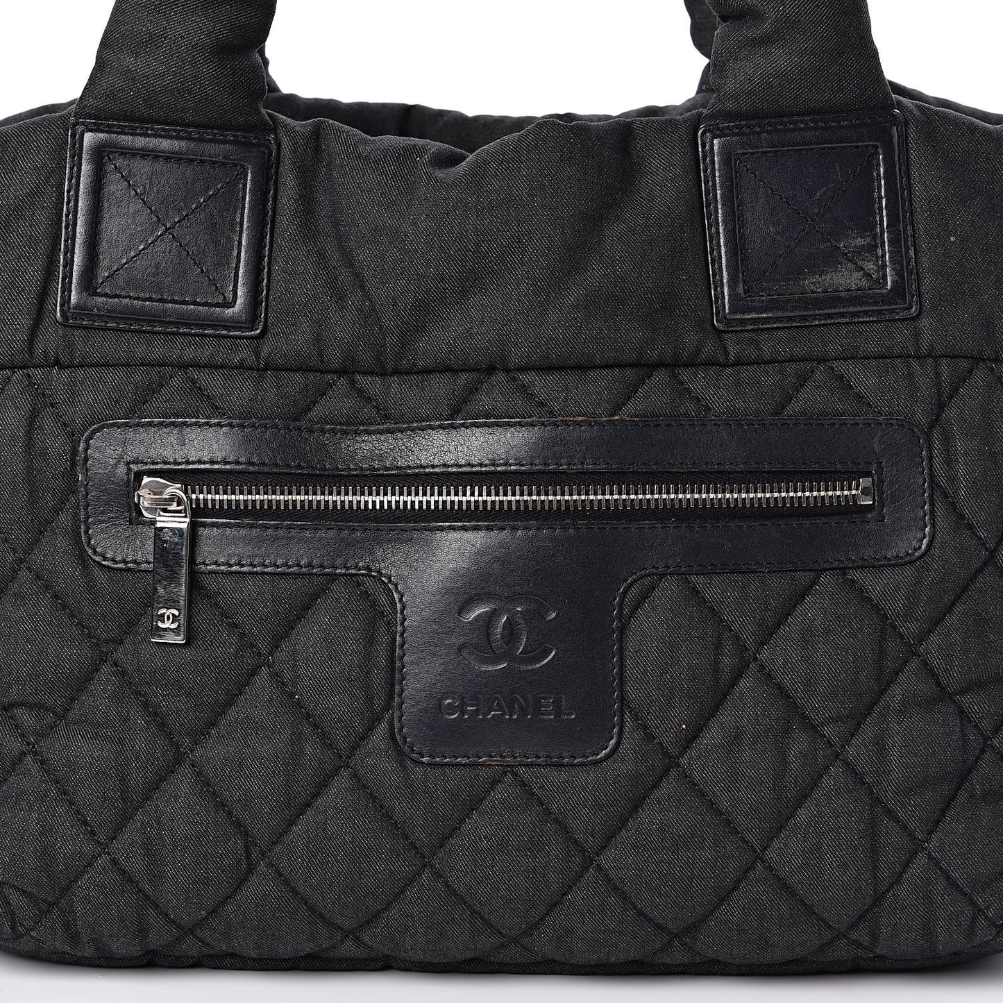 Canvas Nylon Quilted Small Coco Cocoon Reversible Tote Black